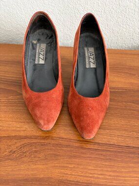 Burnt Orange suede court shoes by Jazz